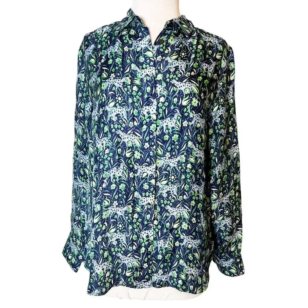 J. Crew Classic-fit shirt in fauna floral cat sz 4